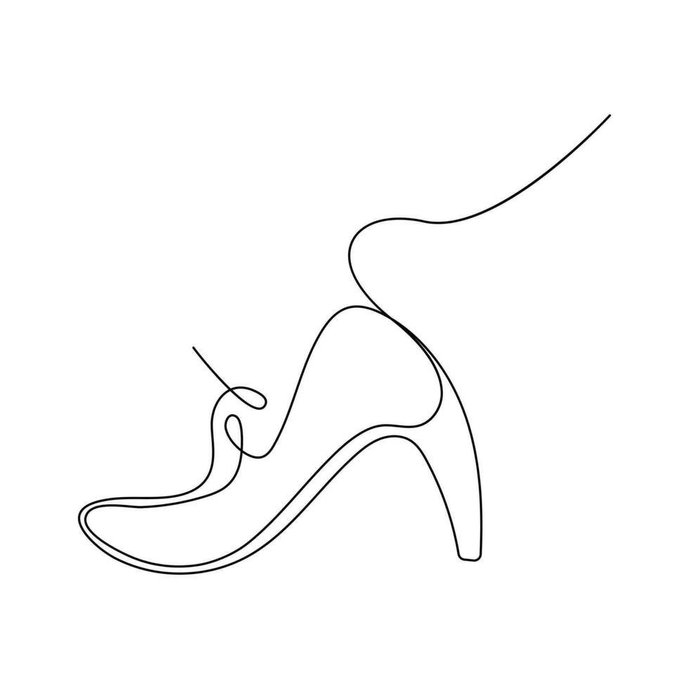 Vector High heel trendy continuous line art drawing  womens shoe on white background