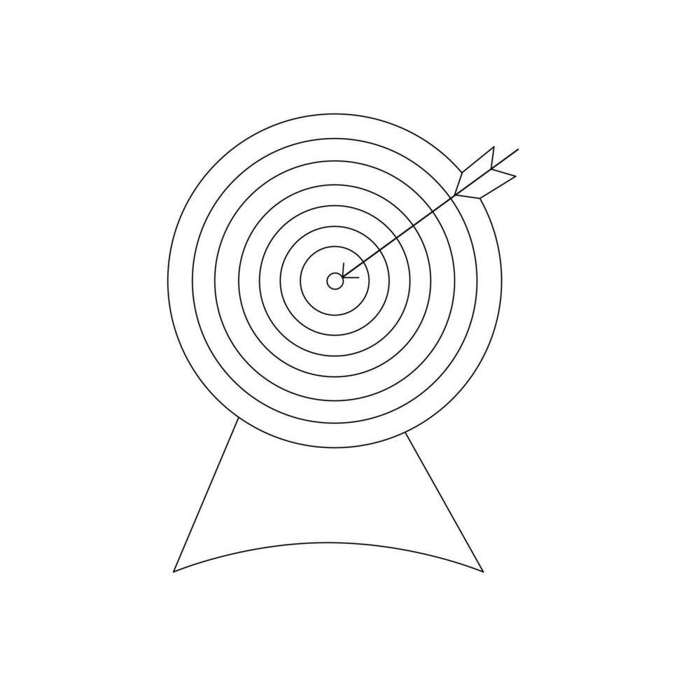 Vector Continuous one line drawing of arrow on the target Concept of business challenge