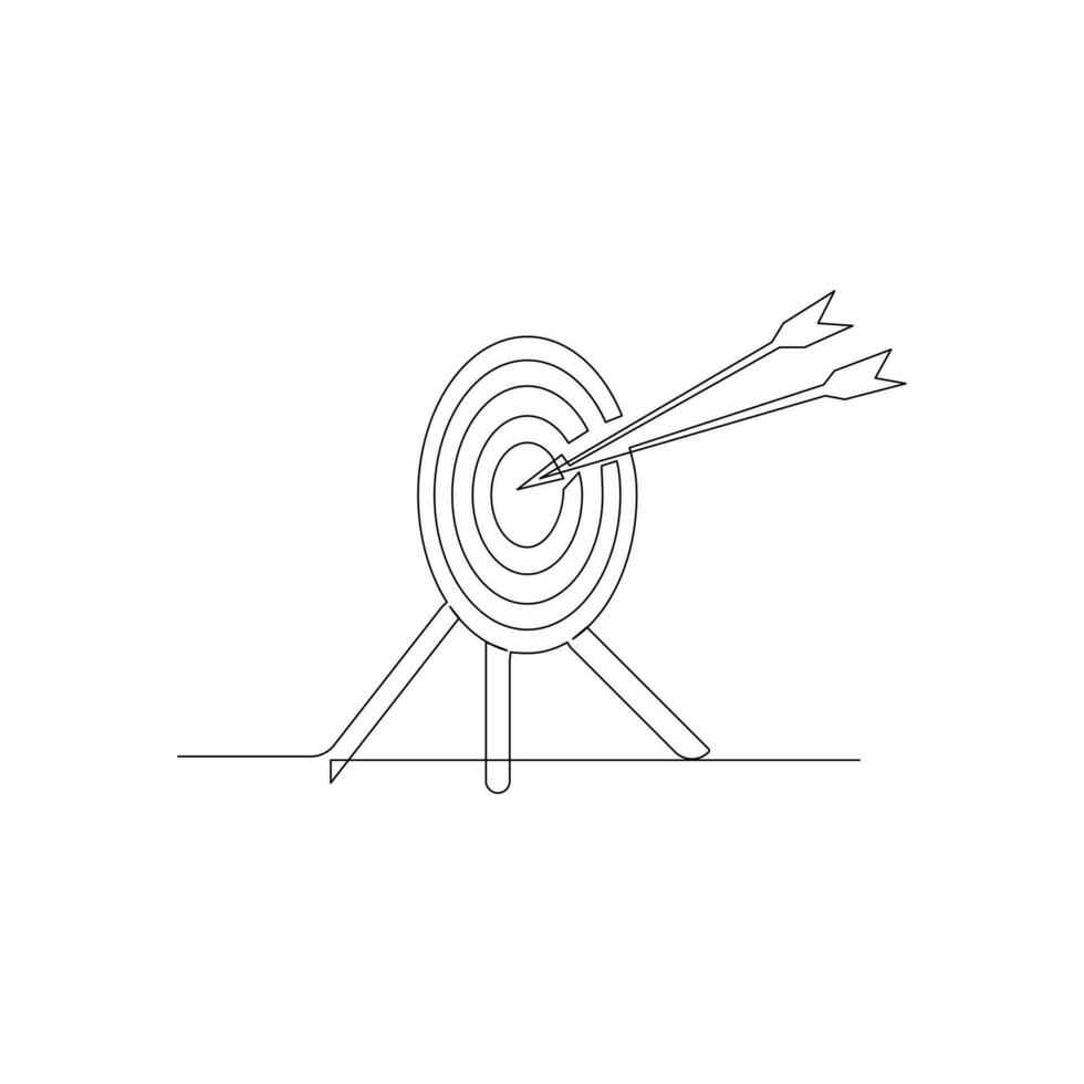 Vector Continuous one line drawing of arrow on the target Concept of business challenge