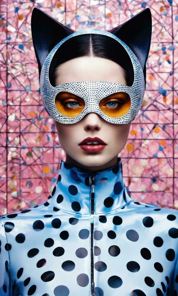 AI generated Fashion shot of a beautiful woman in a carnival mask. ai generative. ai generative photo