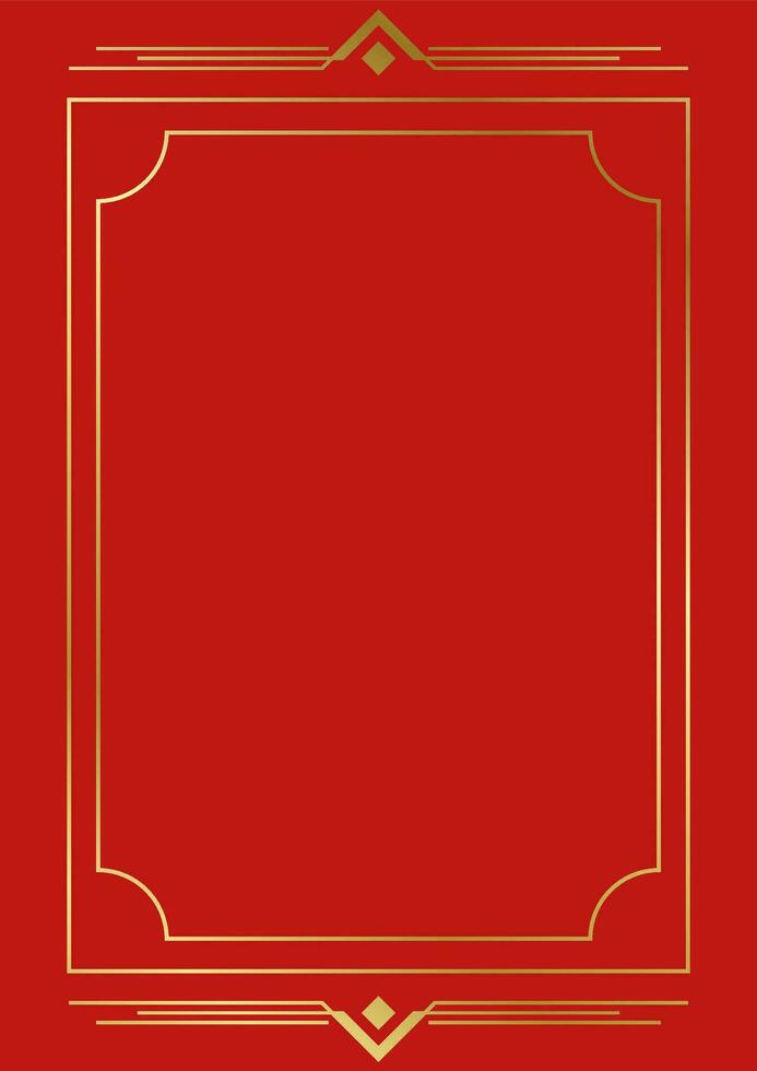 Golden framed lines for cards on an elegant red background. decorated in china vector