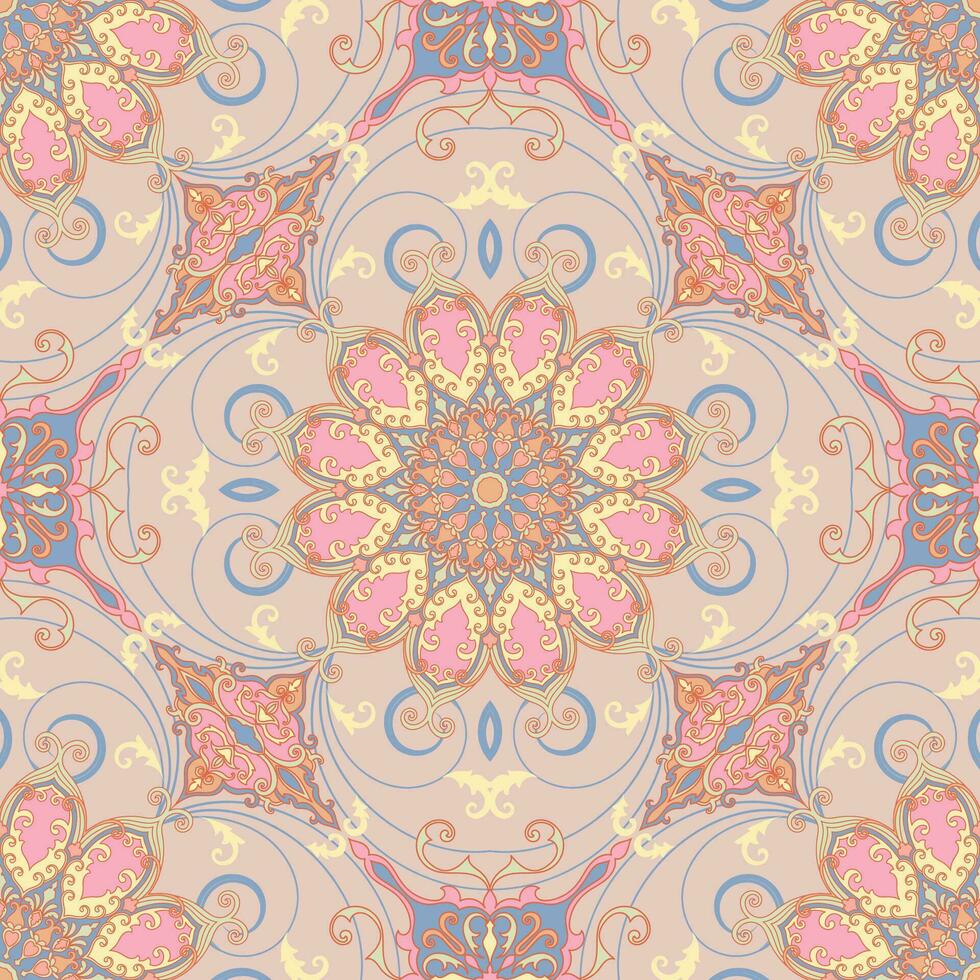 Pastel mandala circle pattern. For wallpaper backgrounds decorated with ethnic tribal patterns. vector