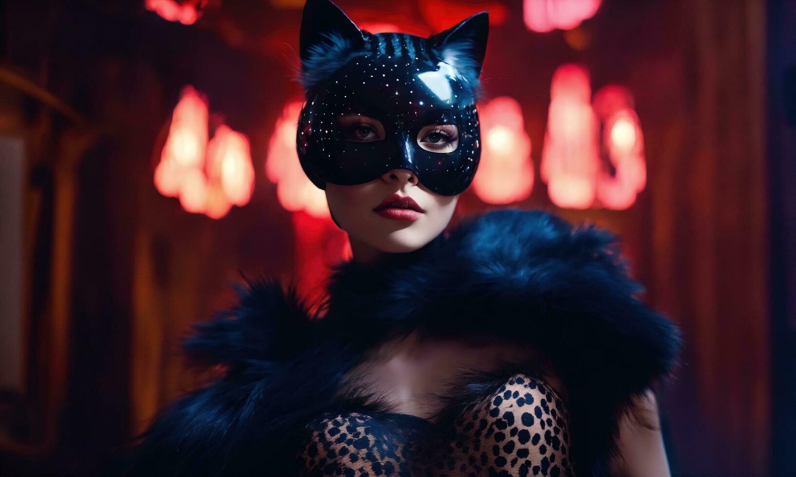 AI generated Fashion shot of a beautiful woman in a carnival mask. ai generative. ai generative photo