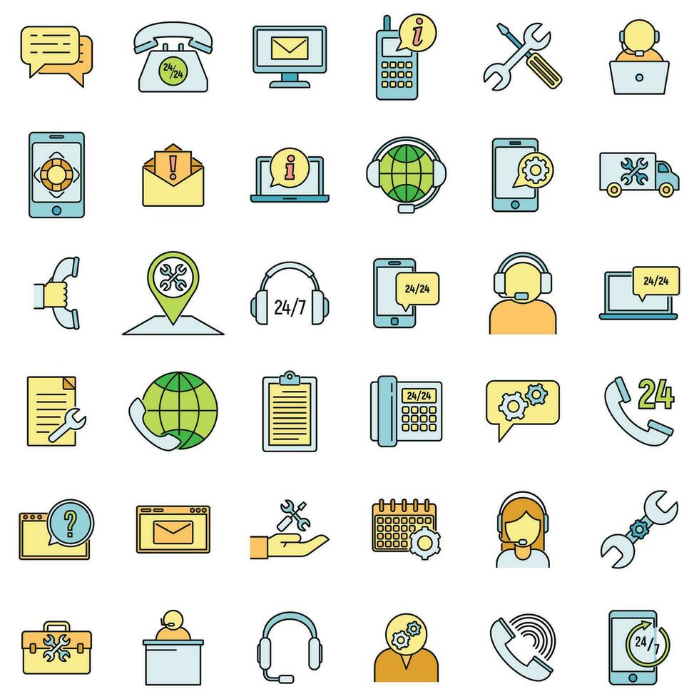 Call service center icons set vector color