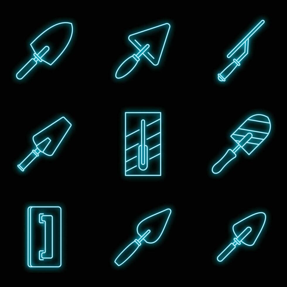 Trowel tool icons set vector neon