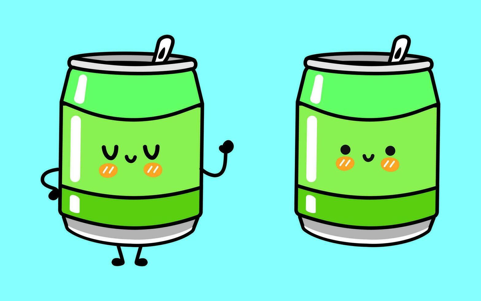 Cute funny Soda. Vector hand drawn cartoon kawaii character illustration icon. Isolated on blue background. Soda character concept