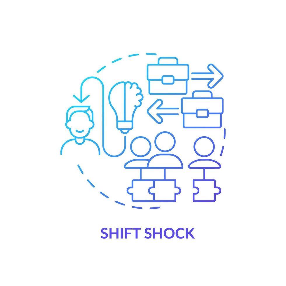 2D gradient shift shock icon, simple isolated vector, thin line illustration representing workplace trends. vector