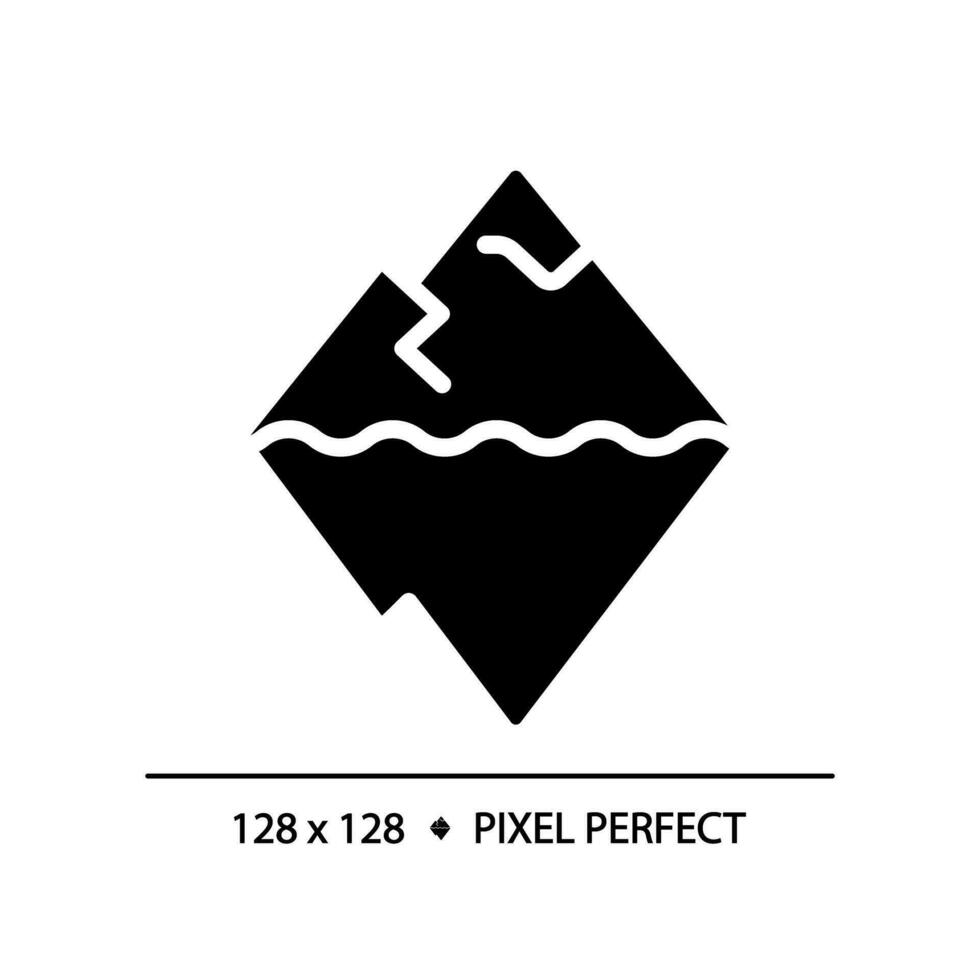 2D pixel perfect glyph style iceberg icon, solid isolated vector, simple silhouette illustration representing economic crisis. vector