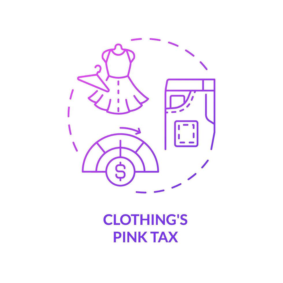 2D gradient clothing pink tax icon, isolated creative vector, thin line illustration representing pink tax. vector