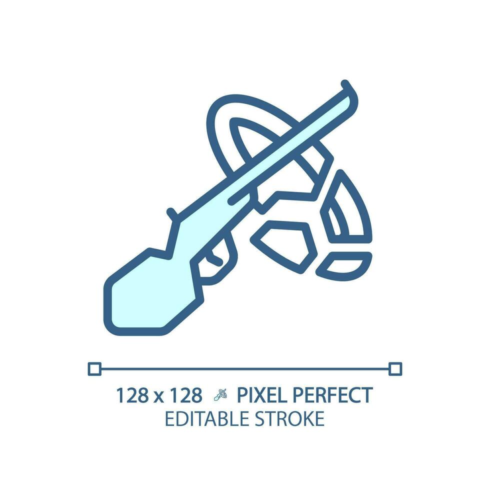 2D pixel perfect editable blue clay pigeon icon, isolated monochromatic vector, thin line illustration representing weapons. vector