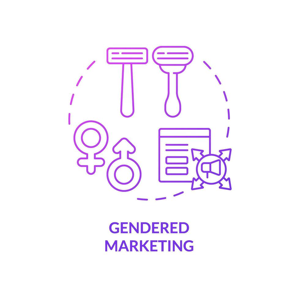 2D gradient gendered marketing icon, isolated creative vector, thin line illustration representing pink tax. vector