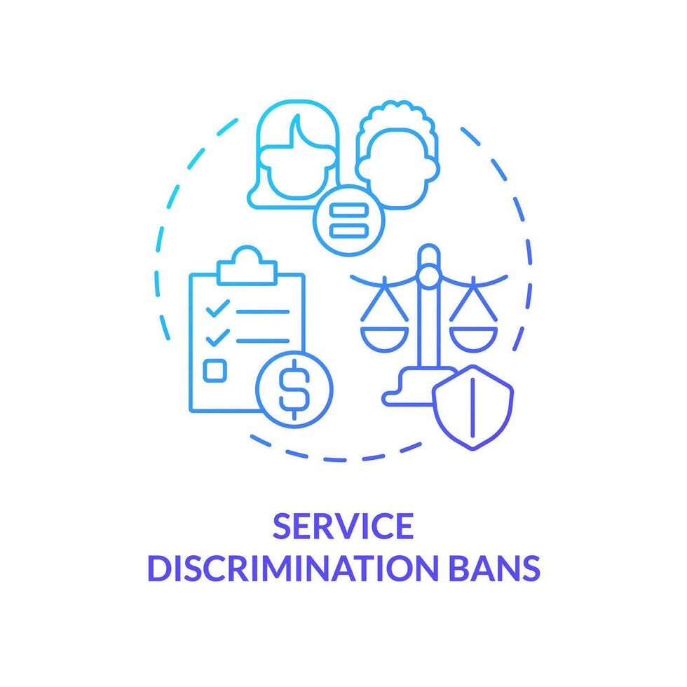 2D gradient service discrimination bans icon, isolated creative vector, thin line illustration representing pink tax. vector