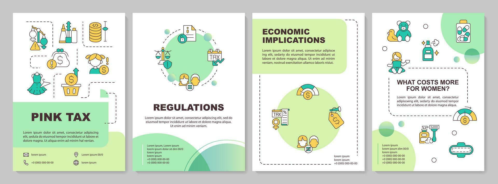 Creative gradient pink tax brochure template, leaflet design with thin linear icons, 4 vector layouts.