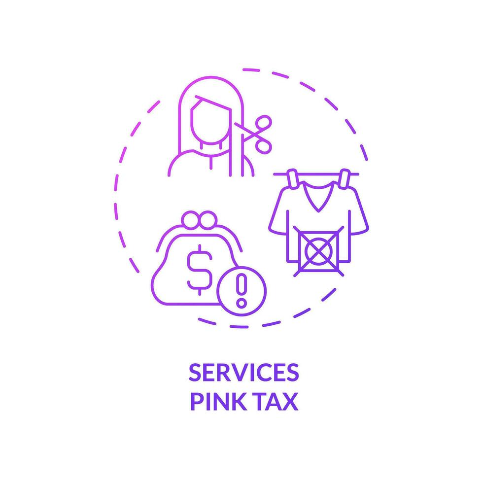 2D gradient services pink tax icon, isolated creative vector, thin line illustration representing pink tax. vector