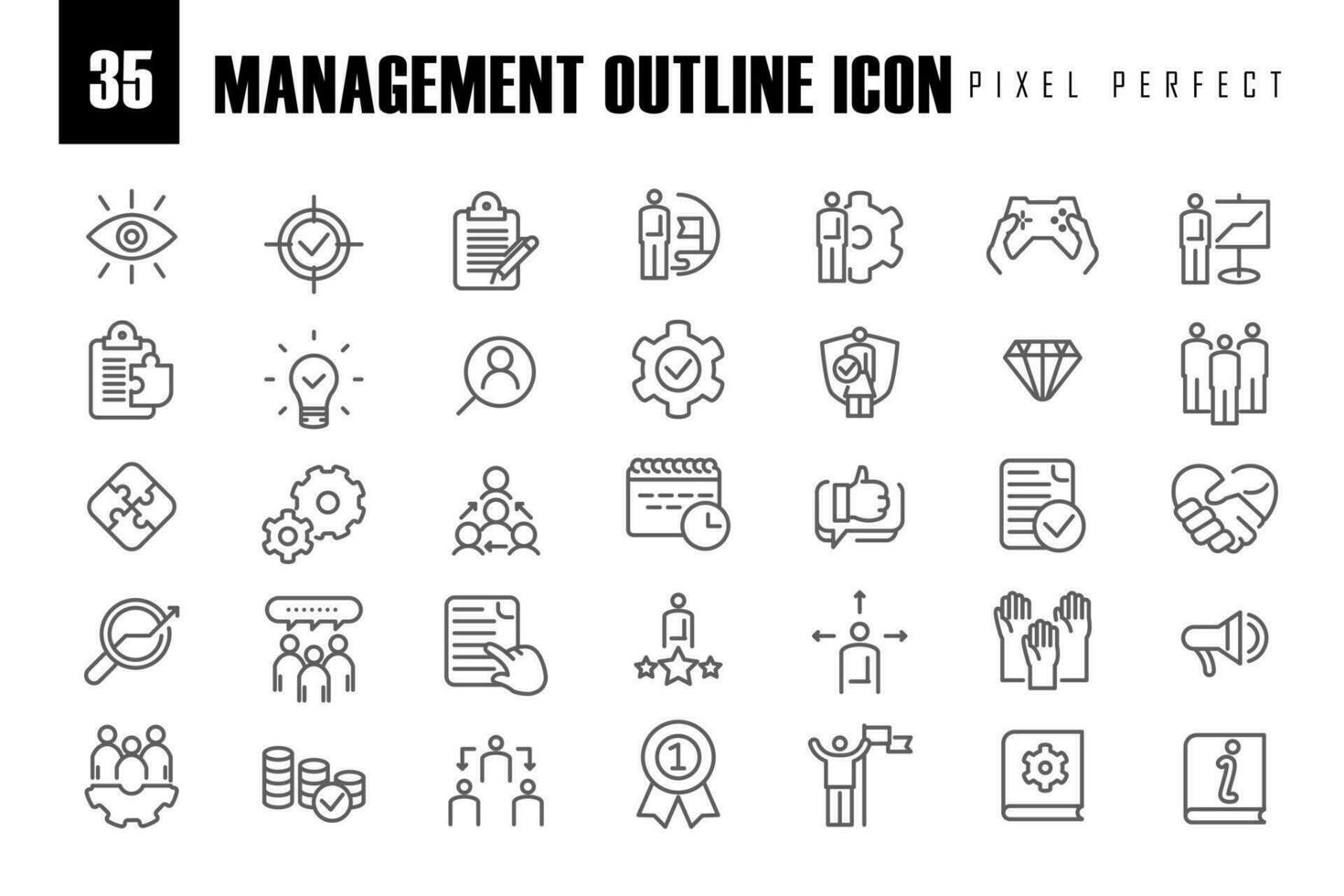 Business Management Outline pixel perfect Icon Collection. designed for mobile and web. Simple web icons set vector