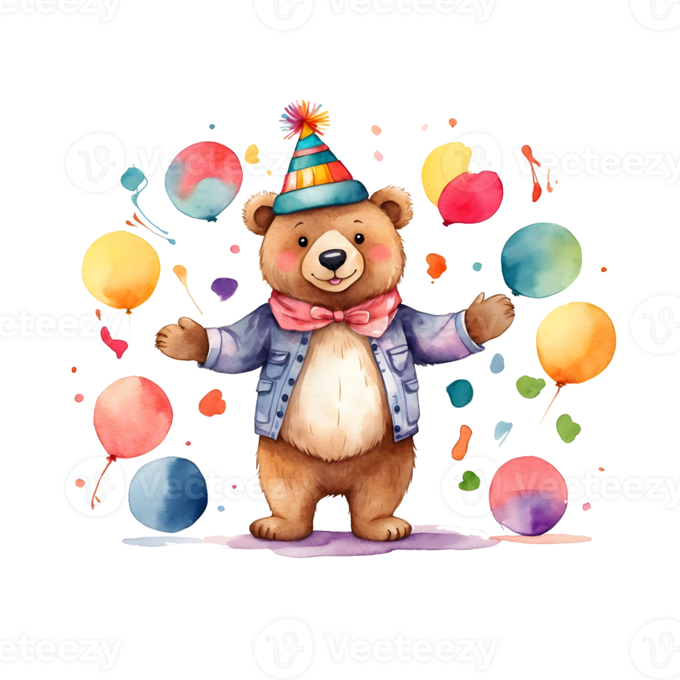 AI generated Teddy bear with balloons png