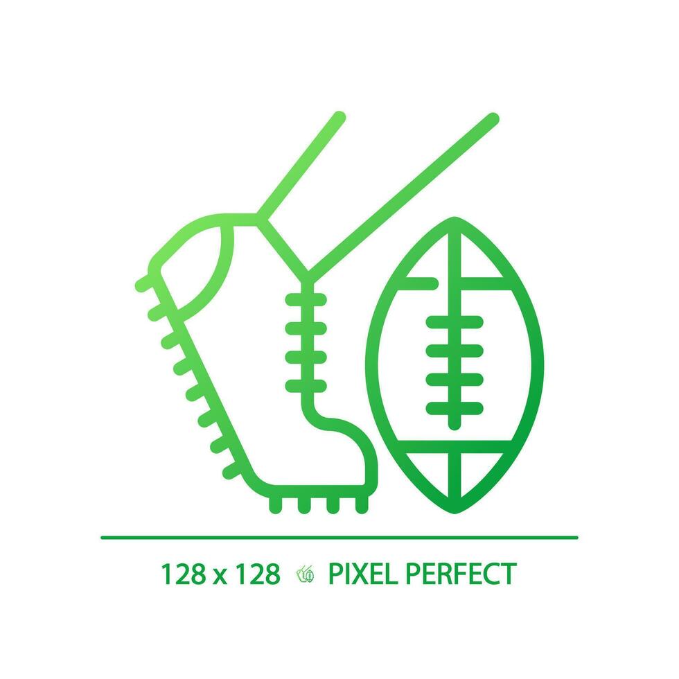 Kickoff gradient linear vector icon. American football match. Kicking pigskin ball in center of football field. Thin line color symbol. Modern style pictogram. Vector isolated outline drawing