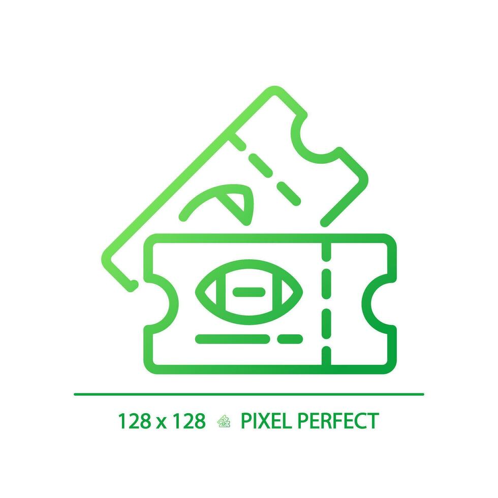 American football tickets gradient linear vector icon. Access to football match. Admission passes to sport event. Thin line color symbol. Modern style pictogram. Vector isolated outline drawing