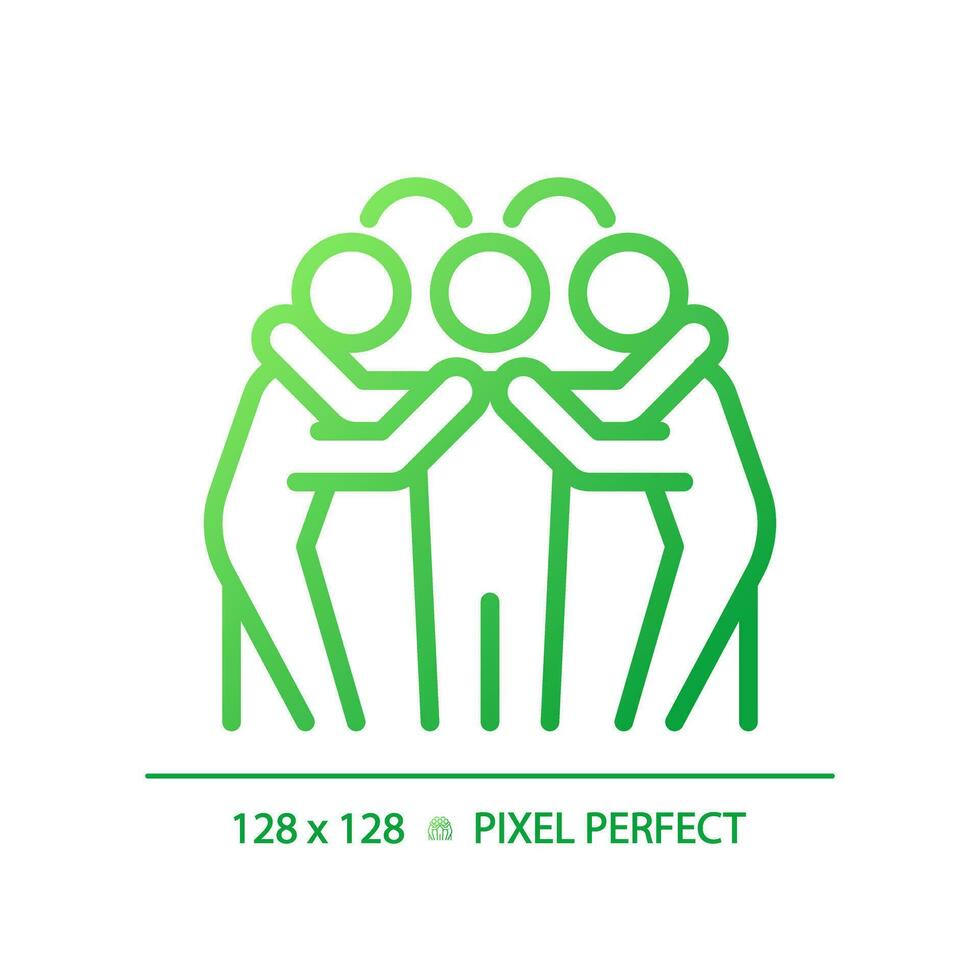 Team huddle gradient linear vector icon. Unity in sports. Team game. American football. Motivation for players. Thin line color symbol. Modern style pictogram. Vector isolated outline drawing