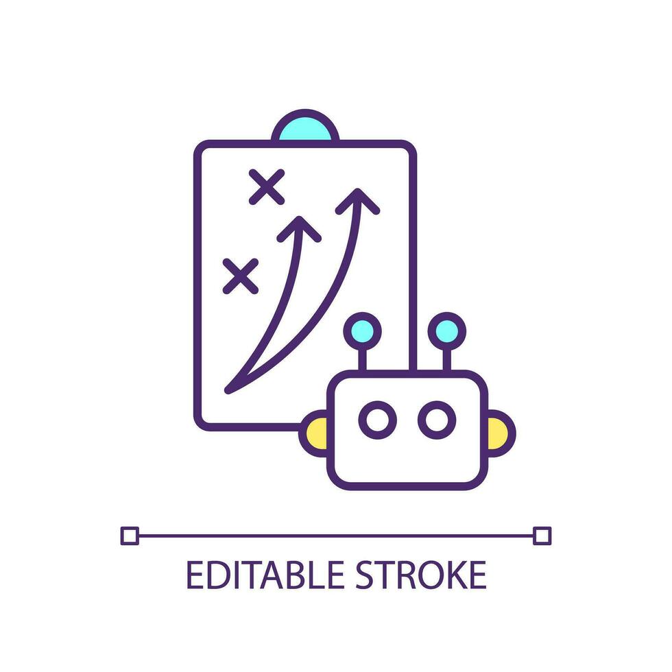 2D simple editable business process efficiency icon representing cognitive computing, isolated vector, thin line illustration. vector