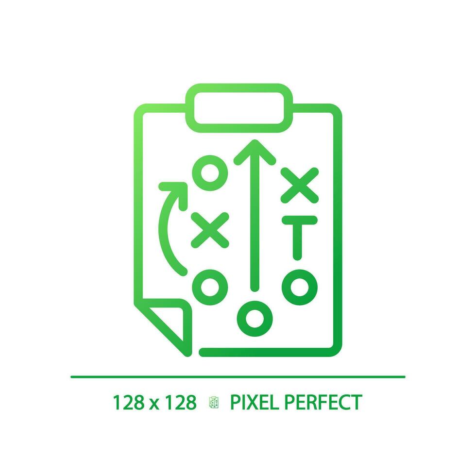 Playbook gradient linear vector icon. American football play strategy. Team guide. Developing tactics and strategies. Thin line color symbol. Modern style pictogram. Vector isolated outline drawing