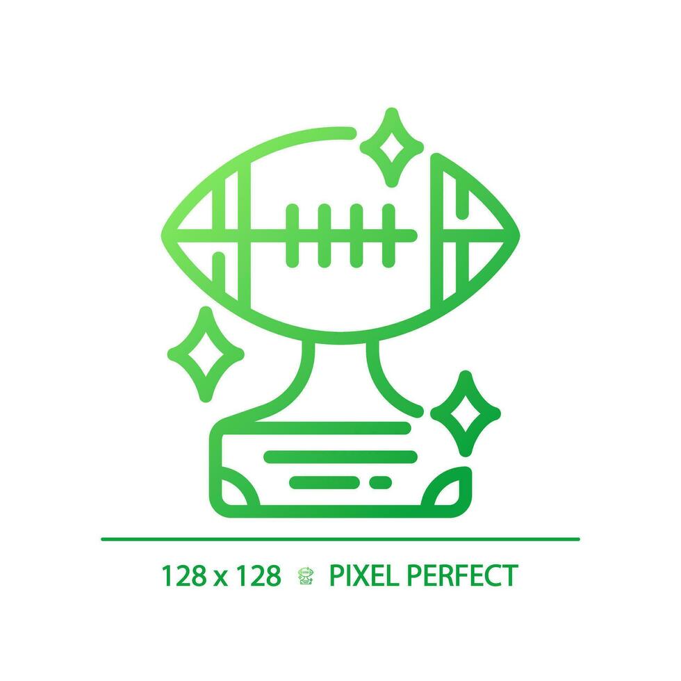 American football trophy gradient linear vector icon. Football league championship. Tournament prize. Victory sport. Thin line color symbol. Modern style pictogram. Vector isolated outline drawing