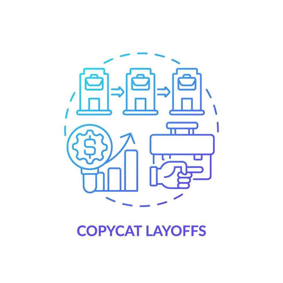 2D gradient copycat layoffs icon, simple isolated vector, thin line