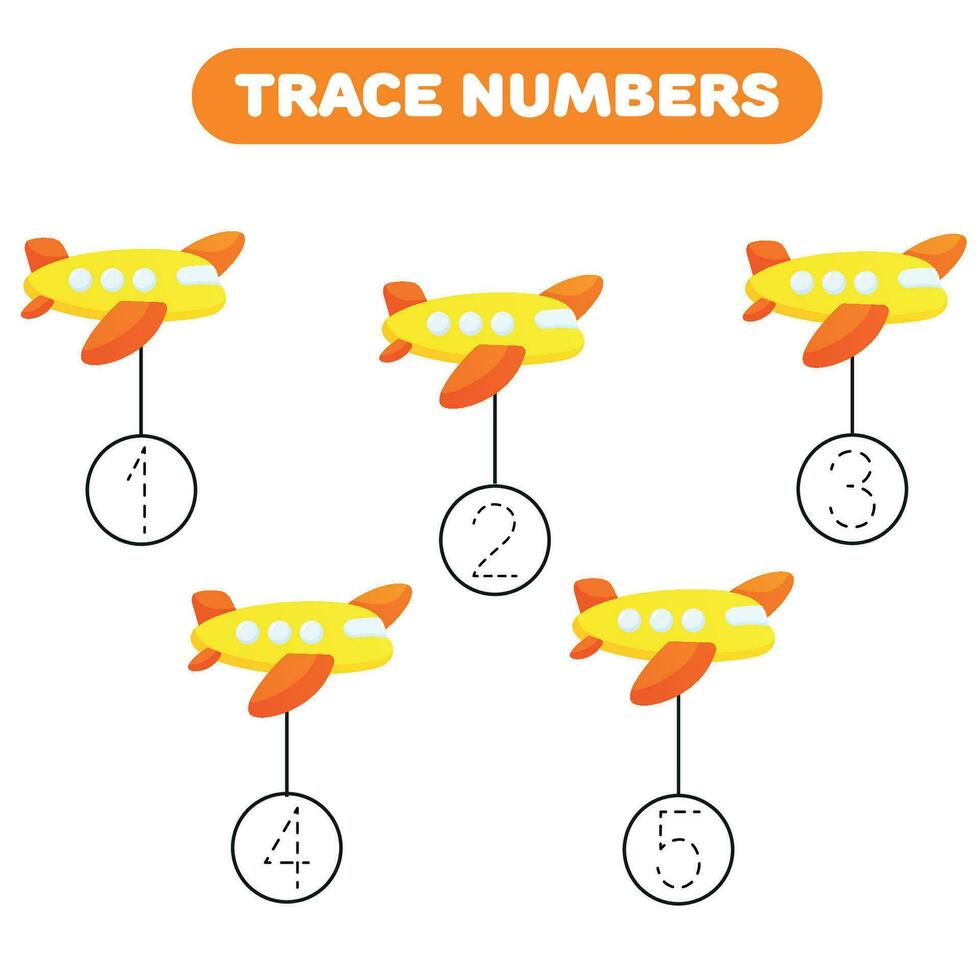 Trace and write numbers from 1 to 5. Handwriting practice for preschool kids. Activity page. vector