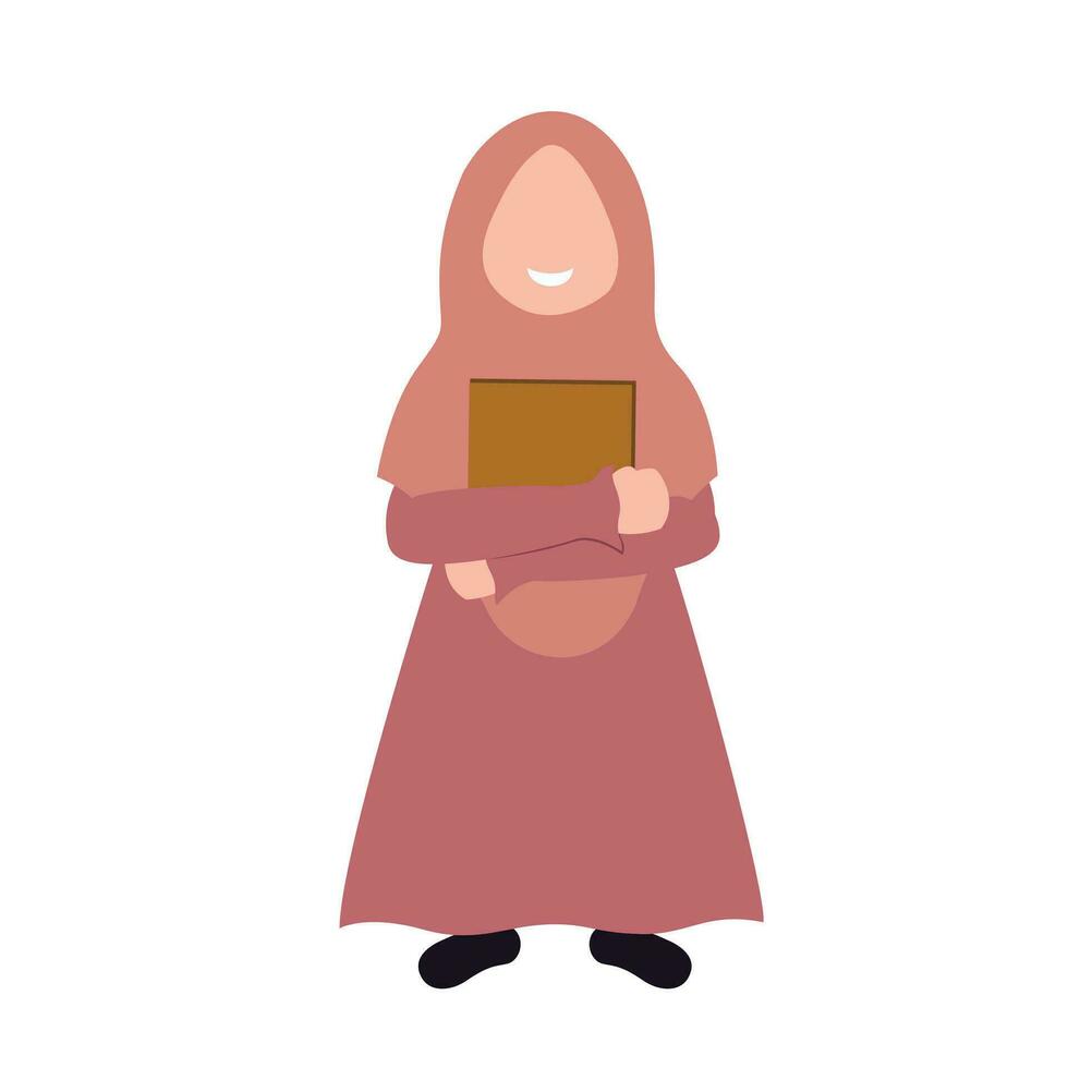 cute isolated muslim characer. chibi style character design. vector