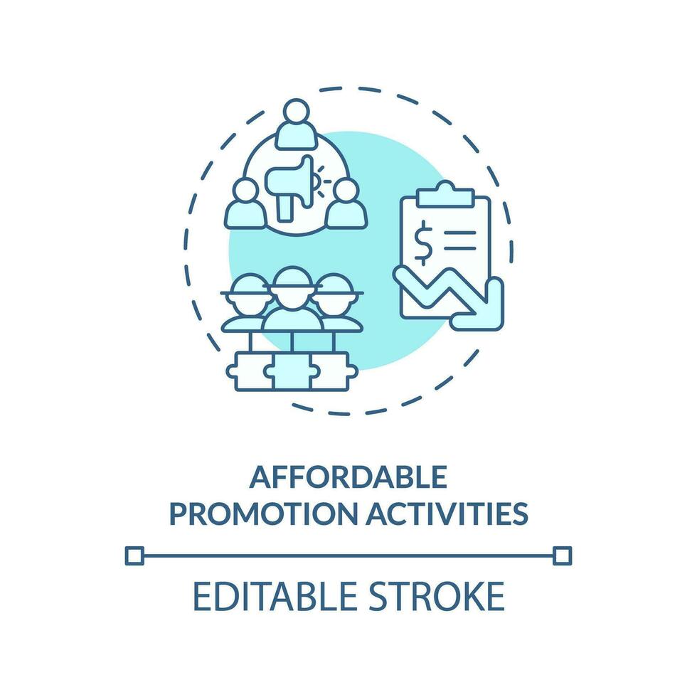 2D editable blue affordable promotion activities icon, monochromatic isolated vector, thin line illustration representing agricultural clusters. vector