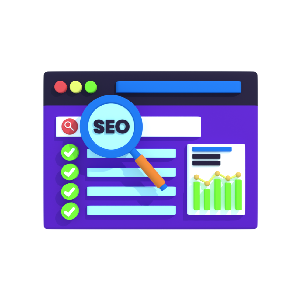 3D Illustration of SEO Marketing png