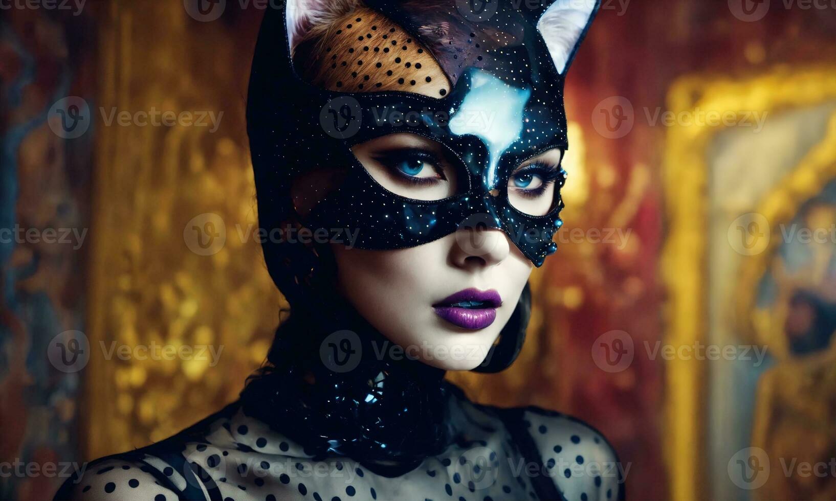 AI generated Fashion shot of a beautiful woman in a carnival mask. ai generative. ai generative photo