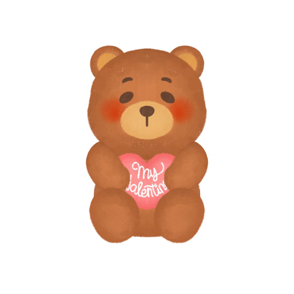 a brown teddy bear with a pink heart png