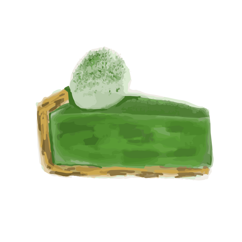 gratuit aquarelle vert thé matcha tarte avec vanille la glace crème sur Haut png