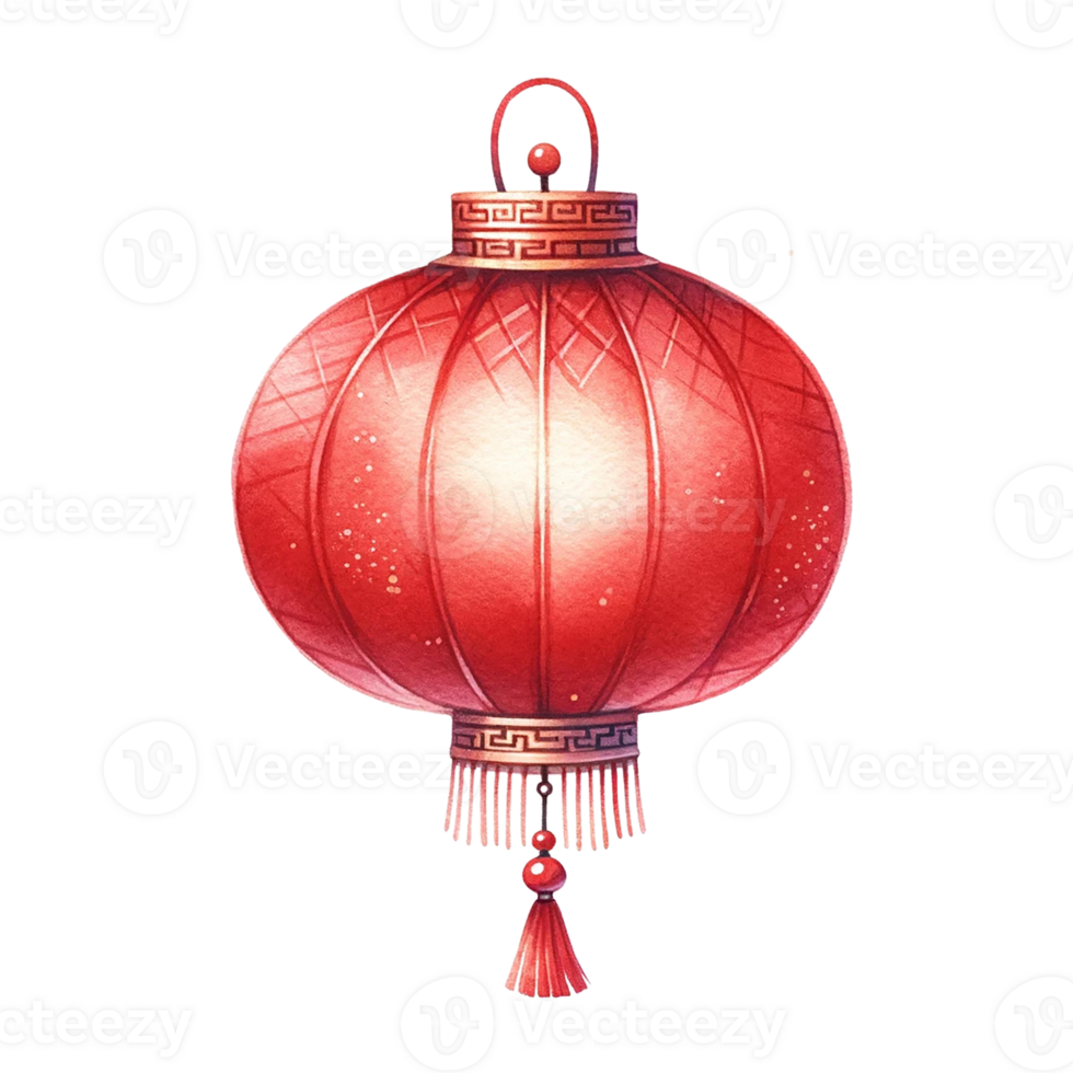 AI generated Chinese lantern clipart watercolor .AI Generate png