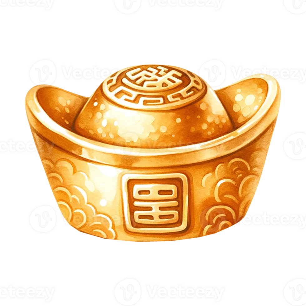 AI generated Gold ingots clipart watercolor .AI Generate png