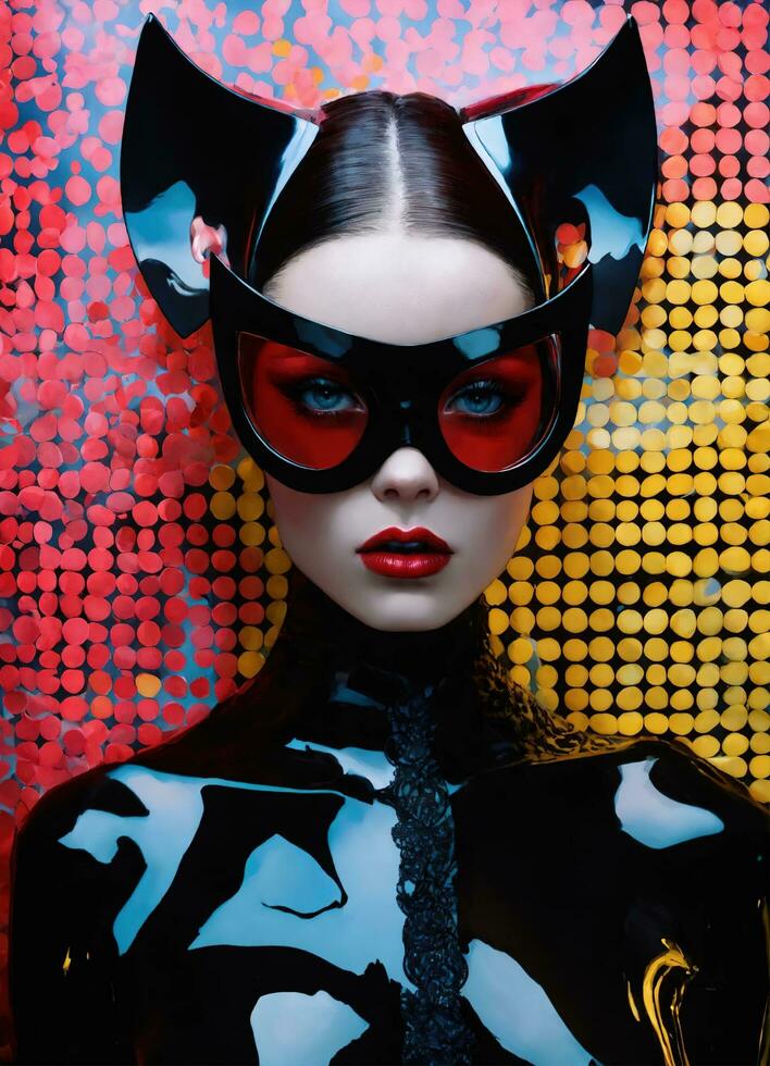 AI generated Fashion shot of a beautiful woman in a carnival mask. ai generative. ai generative photo