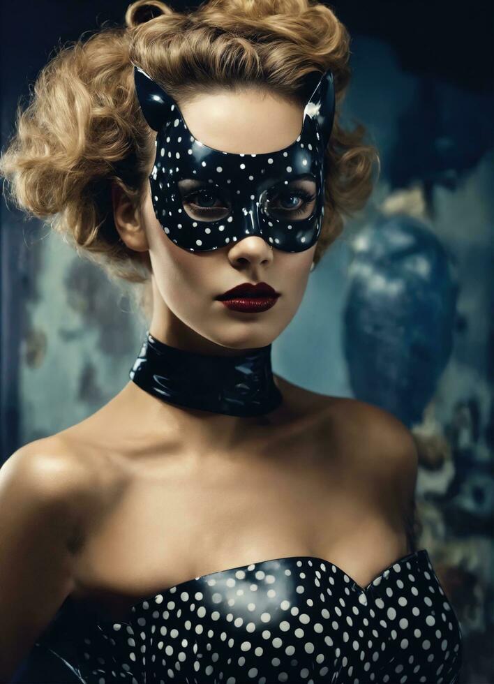AI generated Fashion shot of a beautiful woman in a carnival mask. ai generative. ai generative photo