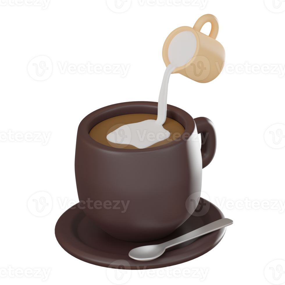 Latte Symphony, Icon of Artistic Pouring for Coffee Enthusiasts. 3D render png
