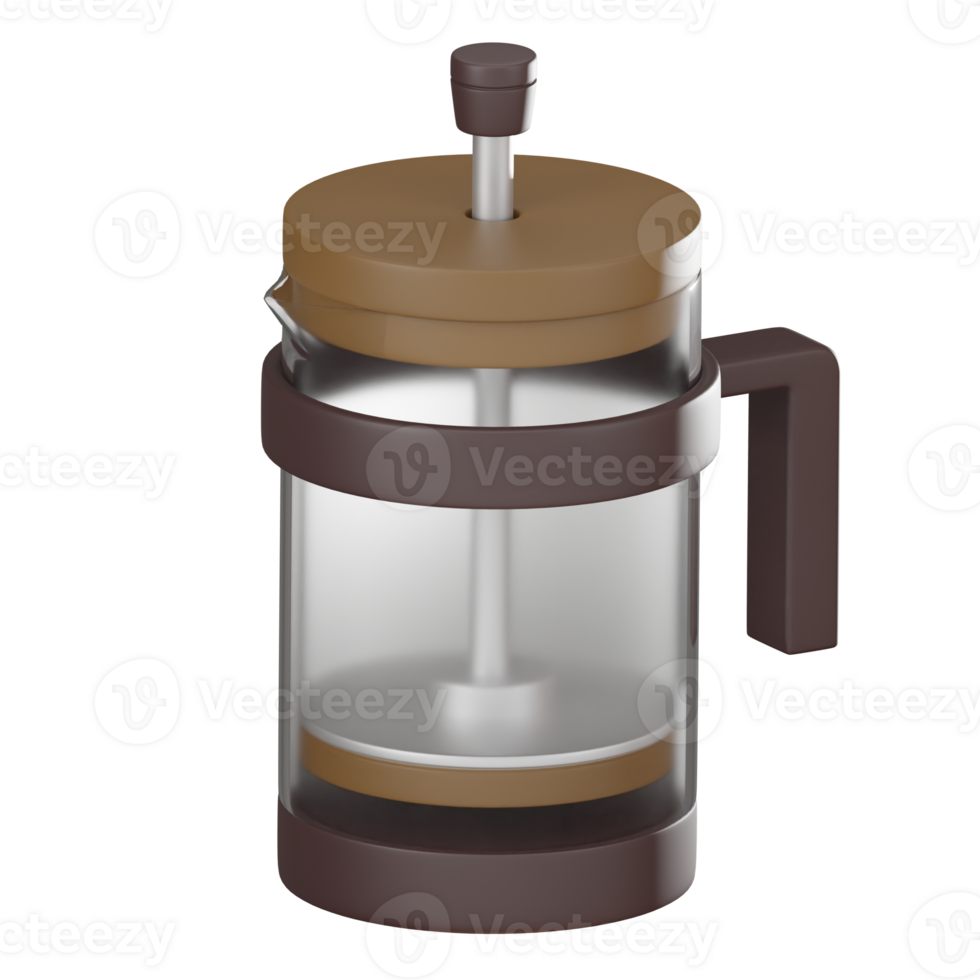 Coffee Plunger Drink Icon for Cafes and Relaxation. 3D Render png