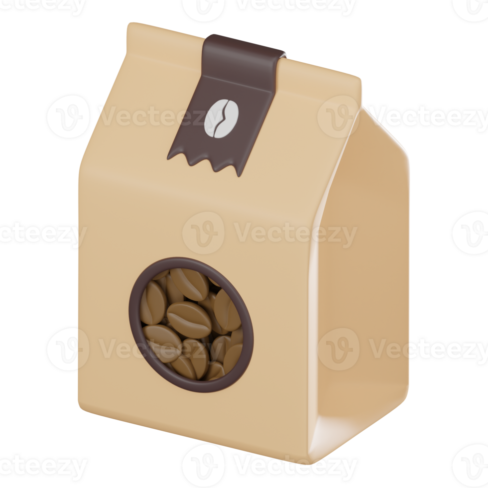 Coffee Bliss, of Beans Package, Perfect for Coffee Shops and Packaging Designs. 3D Render png