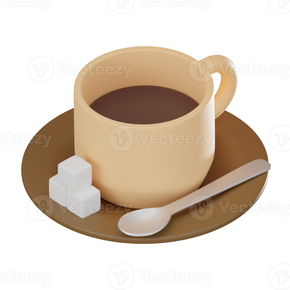 Coffee Mug for Stylish Caffeine Boost. 3D render png