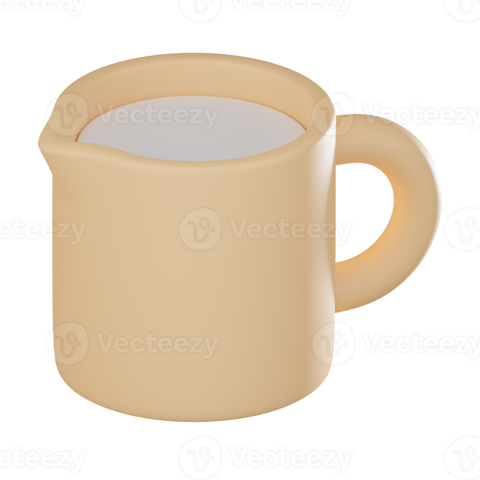 Espresso frothing pitcher icon for coffee perfection. 3D render png