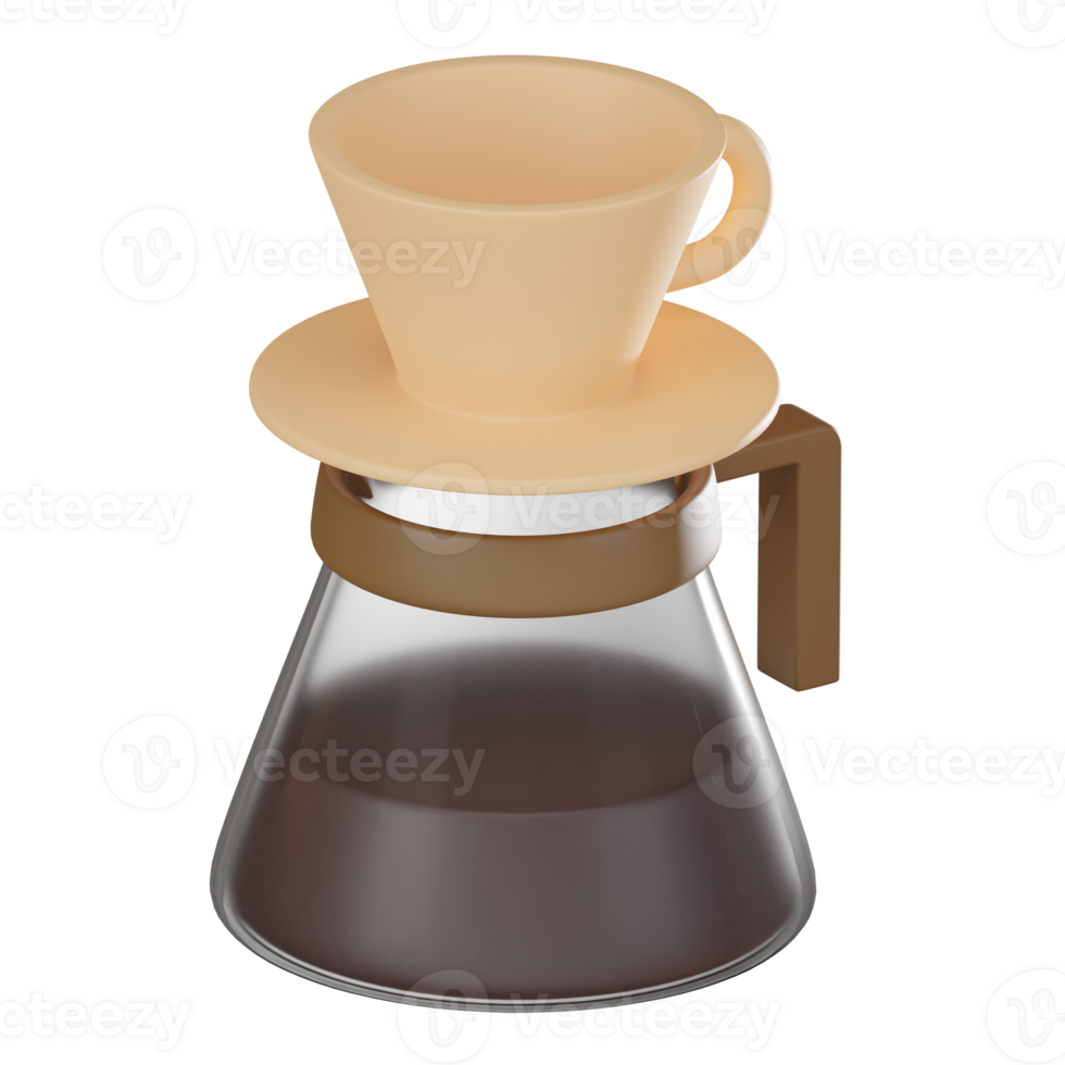 Coffee Filter Dripper for Your Stylish Brewing Ritual. 3D render png