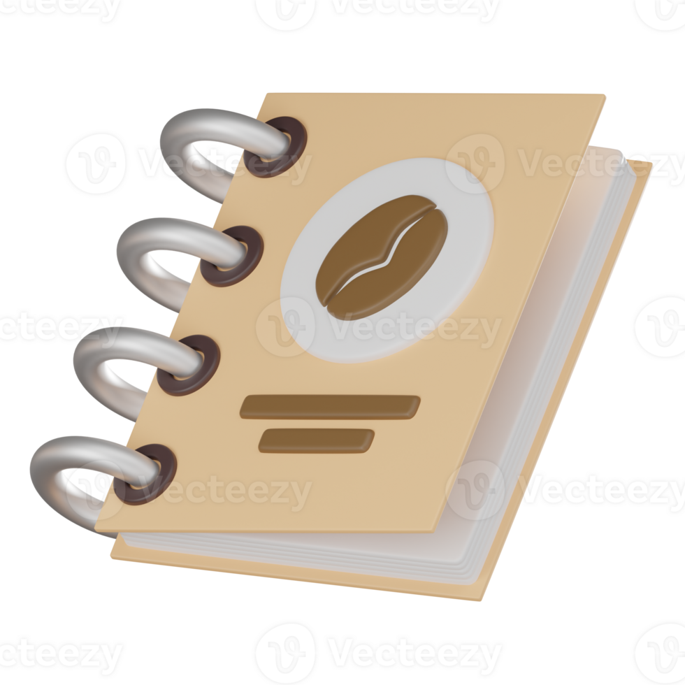 3D Icon of Coffee Book Menu for Cozy Cafes. 3D render png