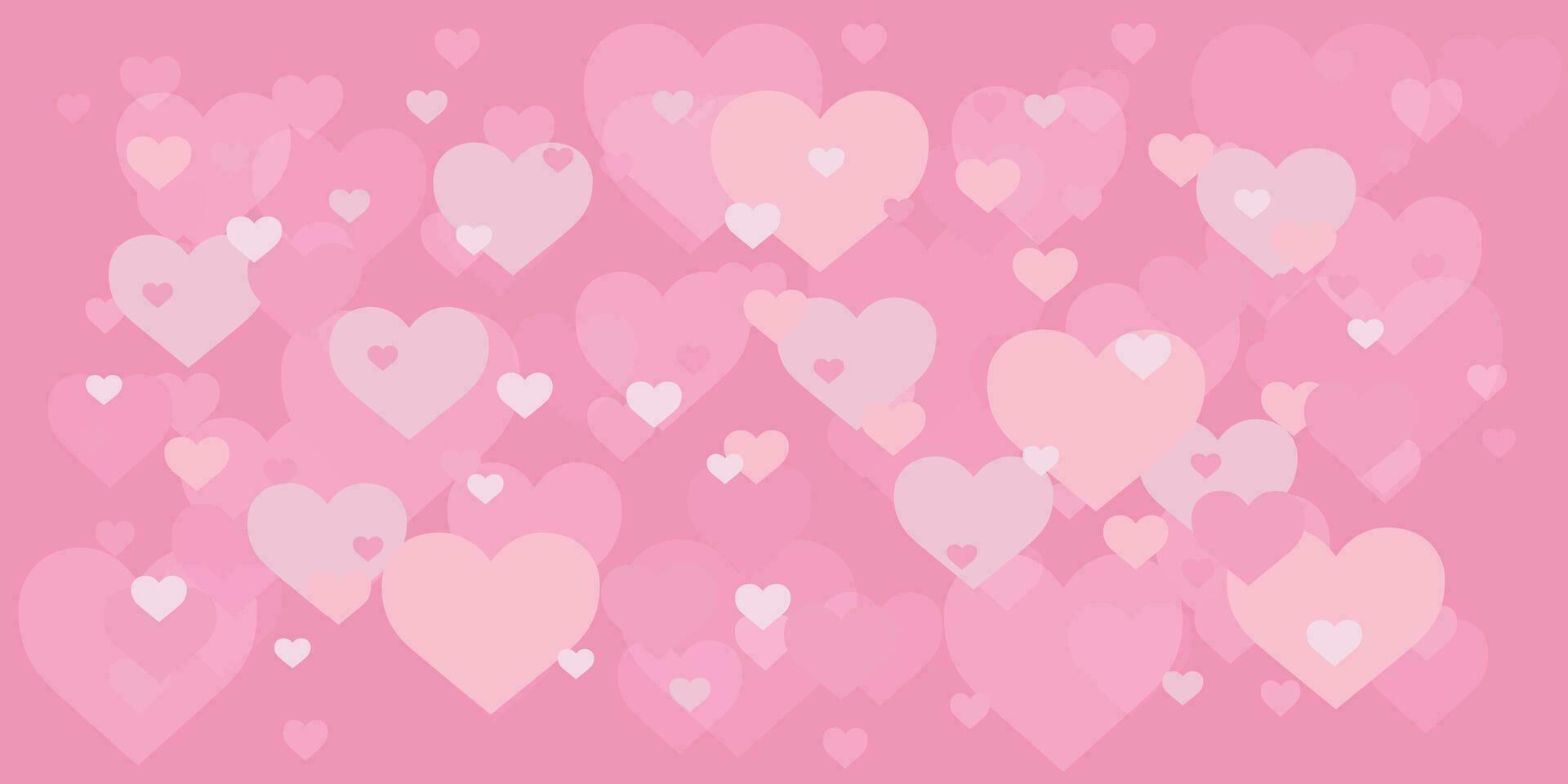 Different hearts on a pink background. Valentines Day, Wedding, Invitation. Romantic background. vector