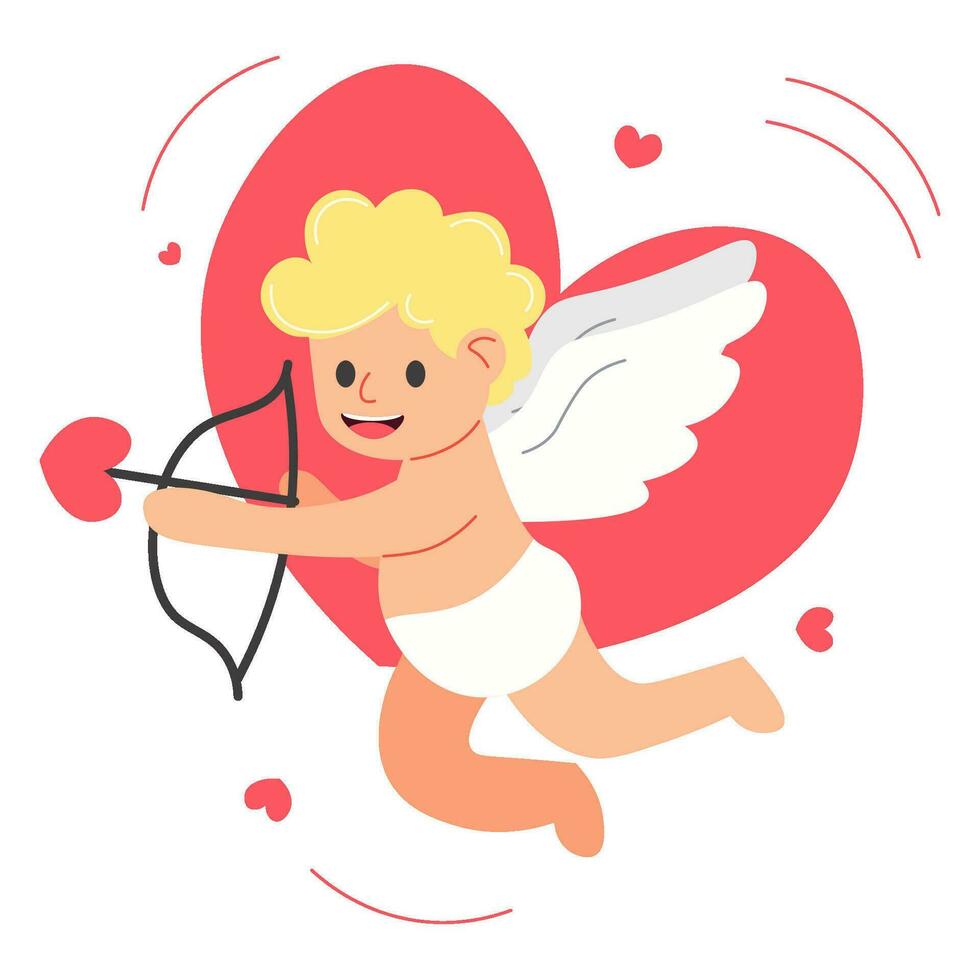 vector Cute Adorable Cupid. Amur baby, little angel or god Eros. Concept of valentine's day, wedding, fall in love.