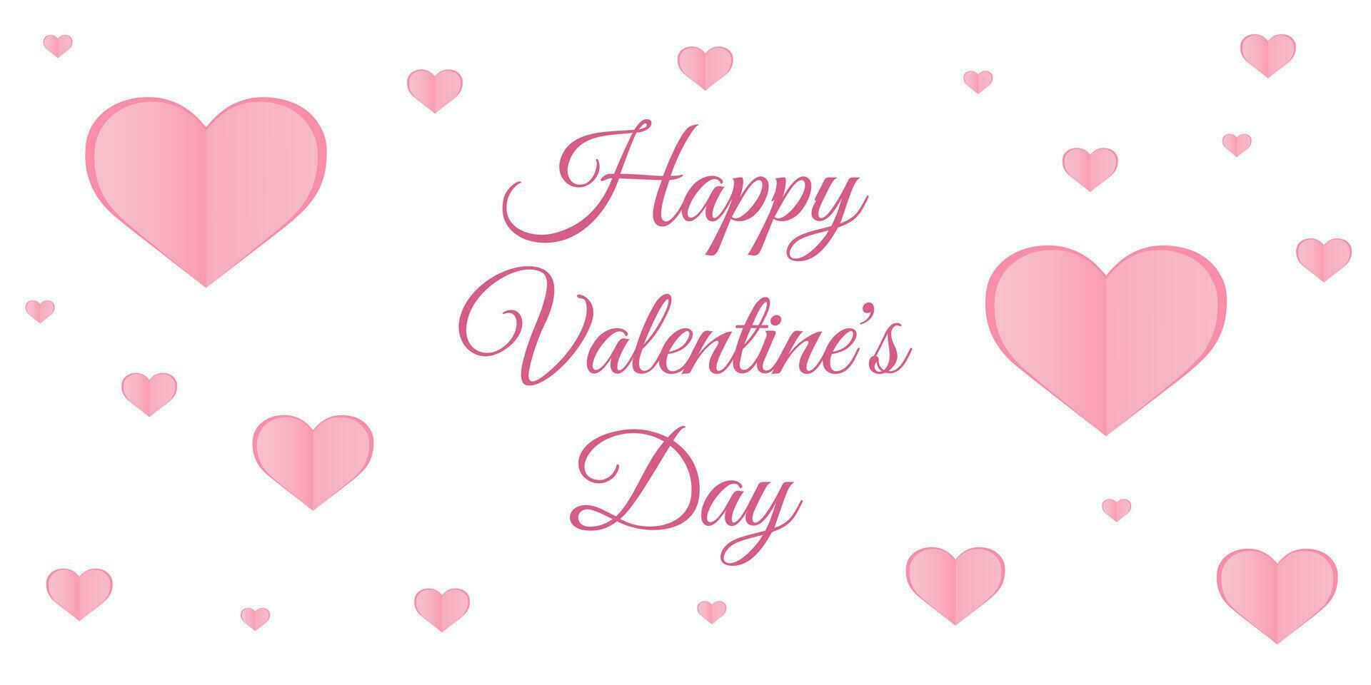 Valentine's Day greeting card template. Hearts on a pink background and Valentine's Day text. Vector. vector