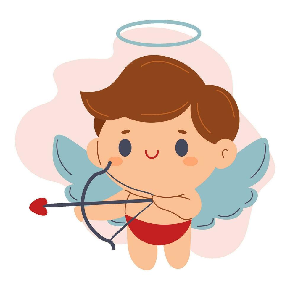dibujos animados personaje linda adorable Cupido. amur bebé, pequeño ángel o Dios Eros. adorable ángel. concepto san valentin día, boda, otoño en amor. vector. vector