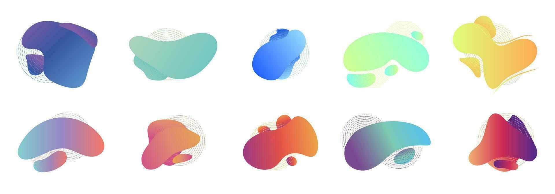 Abstract gradient shapes. Set of gradient iridescent shapes, banner. Vector illustration.ration